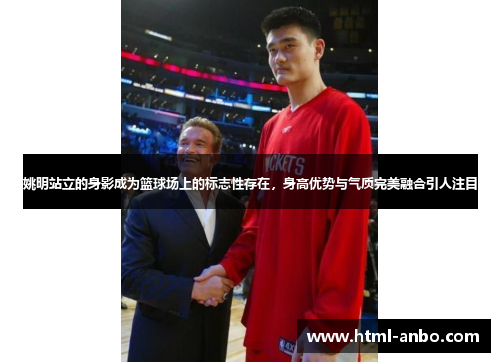 姚明站立的身影成为篮球场上的标志性存在，身高优势与气质完美融合引人注目